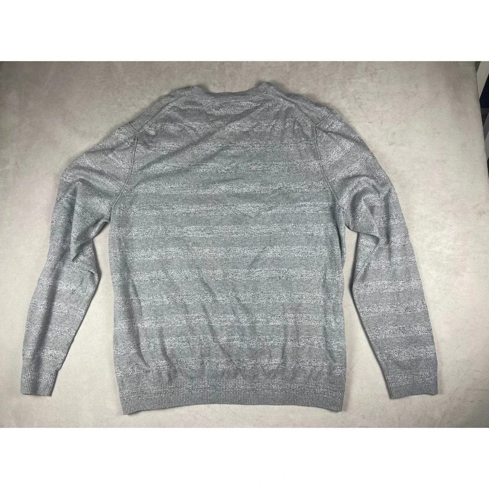 Banana Republic Mens XL Grey Textured‎ Stripe 100% Cotton Crewneck Sweater